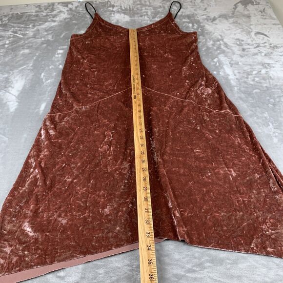 NWOT Freeway Crushed Velvet‎ Dress Women’s L Pink V neck Spaghetti Strap (0701) - Picture 14 of 15